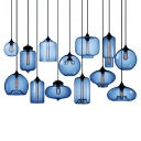 Dark Blue Jug Hanging Lamp Designers Style Glass 1 Head Decorative Suspended Light