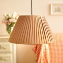 1 Head Tapered Suspended Light with Coffee/Shock Pink Fabric Shade American Retro Pendant Lamp