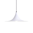 White Finish Flared Suspension Light Simple Modernism Aluminum 1 Bulb Pendant Lamp