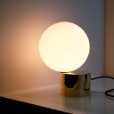 Frosted Glass Orb Table Light Designers Style 1 Bulb Desk Lamp in Brass Finish for Bedroom