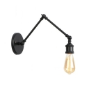 Open Bulb Wall Lamp with Swing Arm Industrial Metal Single Head Wall Light Sconce in Black