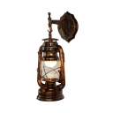 Antique Copper Lantern Sconce Light with Glass Shade Nautical Style Single Light Wall Lamp for Courtyard