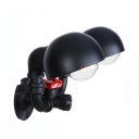 Semicircle Sconce Light Industrial 2 Heads Wall Mount Light with Metal Shade in Black for Barn