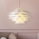 Floral Shape Suspended Lamp Modern Design Plastic LED Pendant Light in White for Sitting Room
