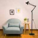 Adjustable Arm Floor Light Contemporary Metal 1 Light Standing Light in Black Finish