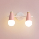 Rotatable Open Bulb Sconce Light Coffee Shop Metallic 2 Light Wall Mount Light in Blue/Pink/Yellow