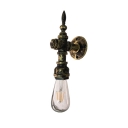 1 Head Water Pipe Wall Lamp with On/off Switch Retro Style Metal Wall Mount Light in Aged Bronze