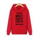 New Stylish Letter WORLD'S GREATEST FARTER Print Kangaroo Pocket Long Sleeve Fitted Hoodie