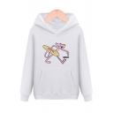 New Trendy Lovely Cartoon Skateboard Pink Panther Printed Regular Fitted Hoodie for Guys