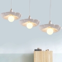 Metallic Hanging Light fixtures with Scalloped Shade White 1 Head Decorative Pendant Lighting for Foyer