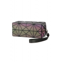 New Arrival Laser Geometric Luminous Purple Wrist Bag Cosmetic Bag