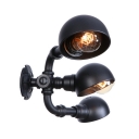 Triple Head Dome Wall Mount Light Industrial Metal Wall Lighting in Black for Staircase