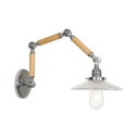 Industrial Swing Arm Sconce Light with Ribbed Glass Shade Single Head Wall Lamp in Chrome