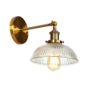 Swirl Glass Dome Wall Light Vintage Single Light Wall Mount Fixture in Brass Finish for Bedside