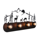 Elk Design Lighting Fixture Lodge Style Industrial Wrought Iron 4 Heads Sconce Light in Black Finish
