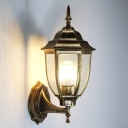 Antique Brass Lantern Sconce Light Traditional Vintage Metal 1 Head Outdoor Wall Lighting