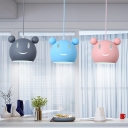 Cartoon Mouse Suspended Light Baby Kids Room Metallic 1 Bulb Pendant Light in Blue/Gray/Pink