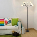 Modern Lodge Branch Floor Light Glass Multi Light Standing Light in Black for Living Room