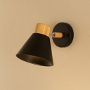 Minimalist Cone Shade Wall Lamp Rotatable Metal Wall Sconce in Black for Living Room