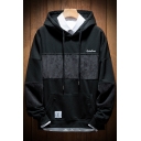 Men's New Arrival Logo Print Chest Fashion Patchwork Long Sleeve Cotton Hoodie