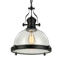 Clear Glass Dome Pendant Light in Black Finish for Kitchen Island Dining Table Restaurant