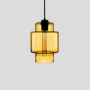 Amber Glass Geometric Hanging Lamp Modern Fashion Single Light Art Deco Suspended Light