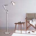 White Finish Dome Standing Light Modern Design Metal Floor Lamp with Adjustable Arm