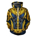 Awesome 3D Print Long Sleeve Casual Loose Yellow Cosplay Hoodie with Pocket