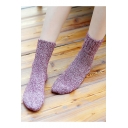 Girls Winter Lovely Retro Plain Cotton Mid Socks