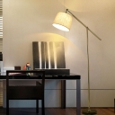 Single Head Swing Arm Floor Light with Fabric Drum Shade Modern Simple Floor Lamp