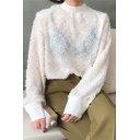 Women's Vintage Stand Collar Long Sleeve Chic Fur-Trimmed Loose Casual Blouse