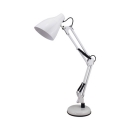 Adjustable Arm Table Light Modern Simple Metal 1 Light Table Lamp in White