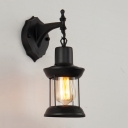 Black Finish Metal Cage Wall Sconce Nautical Style 1 Light Lighting Fixture for Courtyard