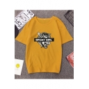 New Fashion Letter SPORT GIRL Tiger Printed Short Sleeve Summer Casual T-Shirt
