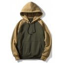 New Fashion Colorblock Long Sleeve Casual Loose Relaxed Drawstring Hoodie for Guys