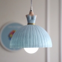 Lovely Dome 1/3 Light Suspended Lamp with Dress Design Light Blue/Pink Plastic Pendant Light for Girls Bedroom