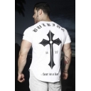 Cool Letter FEAR IS A LIAR Cross Printed Sports Training Fitness Cotton T-Shirt for Guys