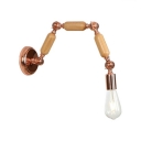 Industrial Bare Bulb Wall Lighting Metal Single Light Wall Mount Light in Rose Gold with Swing Arm