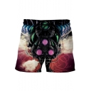 Summer Cool 3D Belt Printed Drawstring Waist Loose Casual Beach Swim Shorts for Men