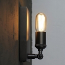 Black Single Light Bare Bulb Edison Socket LED Wall Sconce