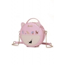 19*8*19cm Cute Cartoon Cat Ear Shaped Cat Embroidered Shoulder Bag Crossbody Bag