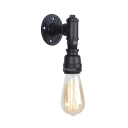 Open Bulb Wall Mount Light Vintage Metallic 1 Head Wall Sconce in Black for Warehouse