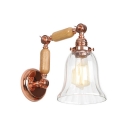 Glass Shade Swing Arm Wall Lamp Concise Modern 1 Head Sconce Lighting in Rose Gold
