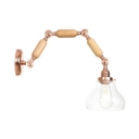 1 Bulb Cucurbit Sconce Light with Swing Arm Modern Wood Wall Light Fixture in Rose Gold