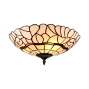 Rust Tiffany Flush Mount Light with Hollow-Out Bottom