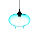 Single Light Bottle Suspension Light Modernism Glass Pendant Lamp in Sky Blue