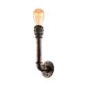 Industrial Style Single Light Upward Pipe LED Wall Lighting in Antique Bronze Finish