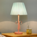 Pink Finish Coolie Table Lamp with Gathered Fabric Lampshade 1 Light Table Light for Girls Bedroom