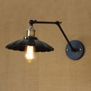 Single Bulb Scallop Wall Mount Fixture Retro Style Rotatable Iron Wall Sconce in Brass