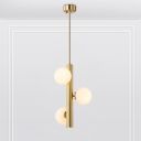 3 Light Ball Hanging Lamp Modern Fashion Metal Drop Ceiling Lighting for Sitting Room